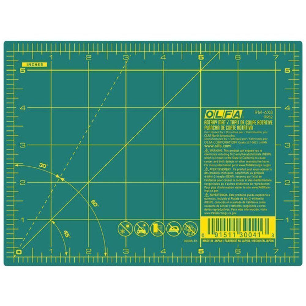 OLFA Rotary Mat Green Yellow NWT 7” x 5.5”